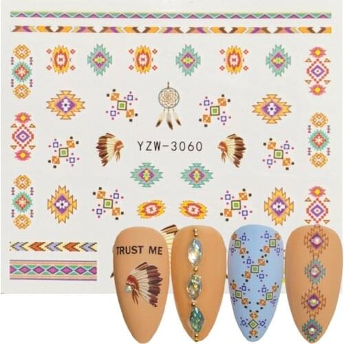 2020 New Nail Art Sticker Indian Lace Motifs Feather Dreamcatcher DIY Water Transfer Sliders for Manicure Decorations Tool