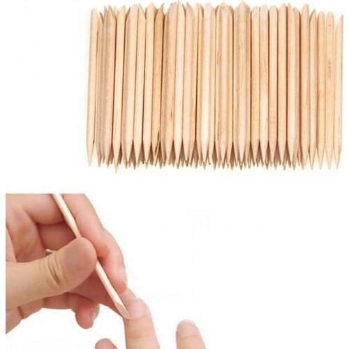 100Pcs Wooden Sticks Cuticle Pusher Remover Pedicure Manicure Tool Nail Art Double End Nail Cuticle Pushers Sets