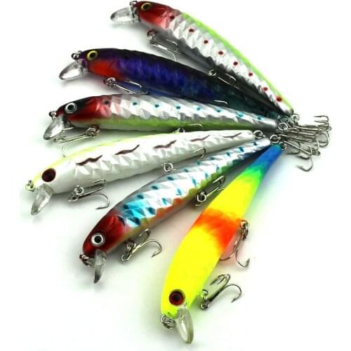 12pcs Minnow Fishing Lure 12cm 15g Artificial Plastic Lure 4# Hooks Crank Hard Bait Pesca Carp Fishing Bait (MI002)