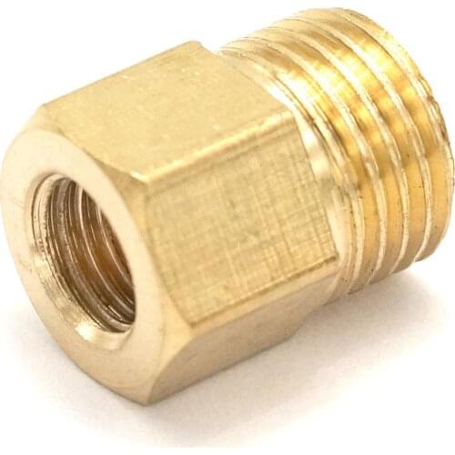2PCS Brass Reducer Hex Head M8x1mm Female to 1/4" BSP Male Reducing Bush Adapter Fitting for Pressure Gauge