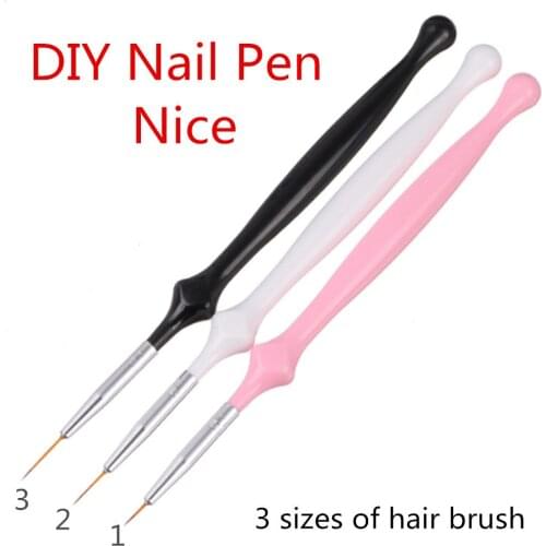 3ps/set 3 Sizes DIY Nail Dotting Pens Painting Drawing Art Liner Brush Lines Stripes Nail Art Superfine Brushes set Dotting Tool
