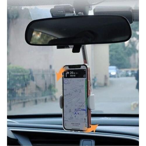 360 Degrees Car Rearview Mirror Mount Phone Holder Seat Smartphone Car Phone Holder Stand Adjustable Support