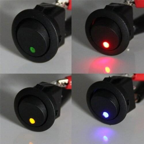 4Pcs DC12V ON/OFF Car Round Rocker Dot Switch Waterproof LED Light Luminescence Toggle Switches For Car Light