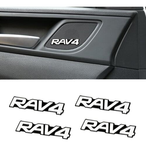 4pcs 3D aluminum speaker stereo speaker badge emblem Sticker for Toyota RAV4 Accessories Car Styling