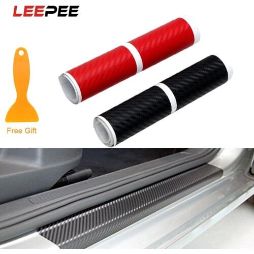 4 piece/set Anti Scratch Car Door Plate Sticker with Scraper Carbon Fiber Door Plate Sill Scuff Cover Protection Car Styling