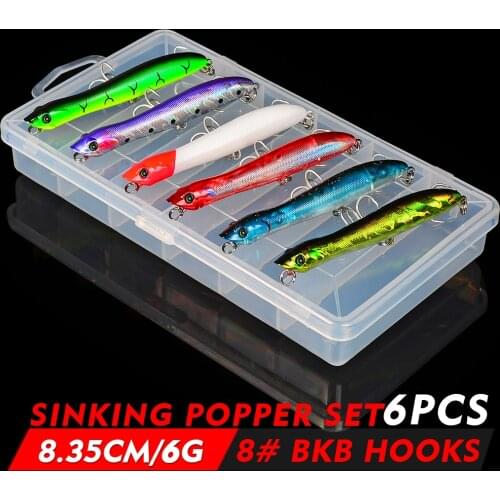 6pcs Popper Wobbler Fishing Lure Set Floating Crankbait Artificial Bass Bait Topwater Wobbler Trout Tackle