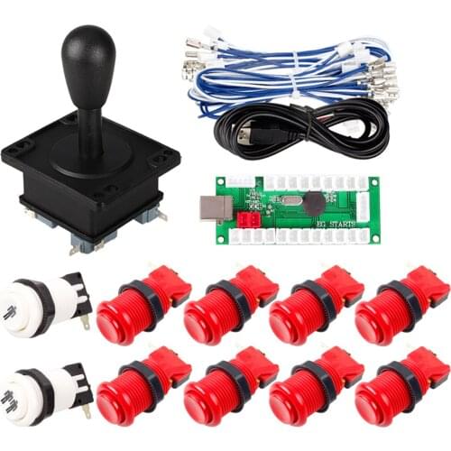 Arcade Buttons DIY Kit Zero Delay USB Encoder PC to Joystick 1x American Type Stick 10x Push Buttons For Arcade PC Games Parts