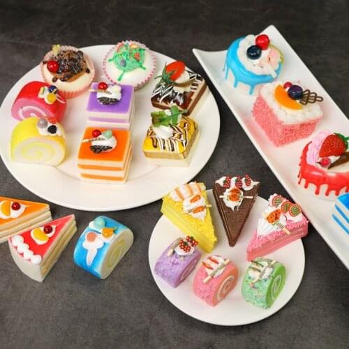 Decoration Crafts Color PU Dessert Food Decoration Photography Food Simulation Mousse Cake Model Fridge Magnets 6pcs/lot