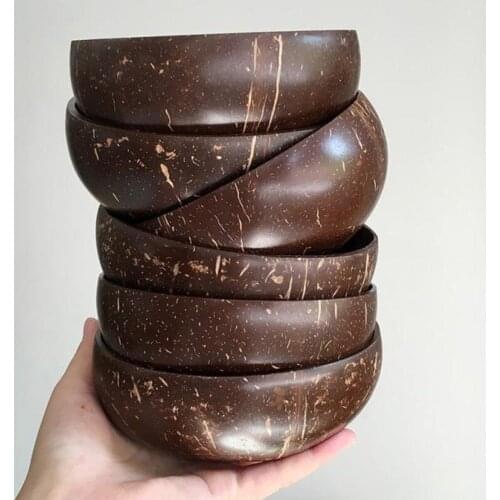 Eco Friendly Natural Coconut Wood Bowl Fruit Salad Noodles Rice Ice Cream Wood Bowl Art Crafts Decoration