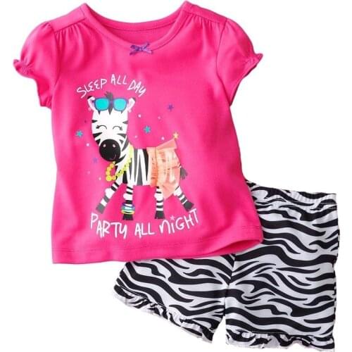 Hooyi Summer Baby Girls Clothes Set Pink Zebra Children 2-Pieces Suits Toddler Girls Clothing Fashion Suit For Boy 100% Cotton