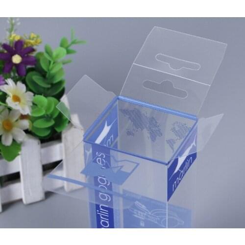 Customized clear PET plastic packaging folding box for handicraft,CMYK Printing clear plastic boxes with hang tag ---PX20273