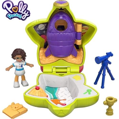 Polly Pocket Tiny Pocket Place Rockin Science Compact Toy Box with Science Theme Location Micro Polly Doll Surprise Reveal GCN09