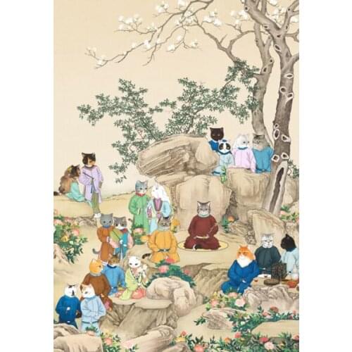 Cat flowers The wooden puzzle 1000 pieces ersion jigsaw puzzle white card adult childrens educational toys