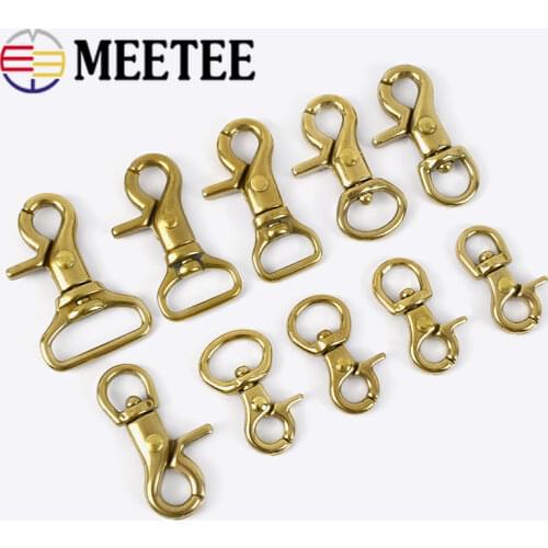 Meetee 5/10Pcs 8-25mm Solid Brass Buckle Bag Lobster Clasp Swivel Trigger Clips Dog Snap Buckles Strap Clamp Hang Hook Accessory