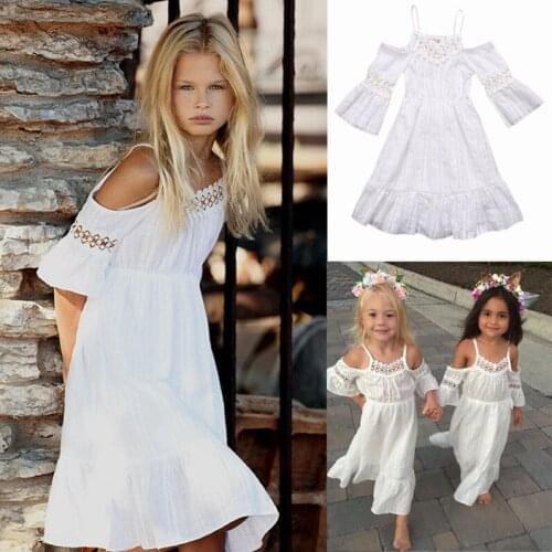 2 To 6 Years Cute Littler Girls White Summer Dress Kids Vintage Lace Princess Dress Wedding Party Pageant Dresses
