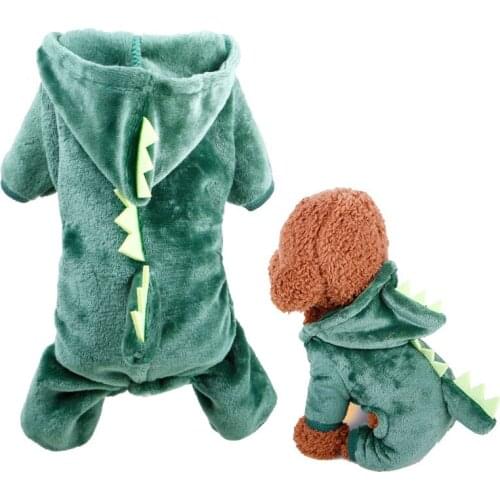 Cute autumn and winter models pet clothes coral fleece material dinosaur outfit transform dragon pet transformation clothing