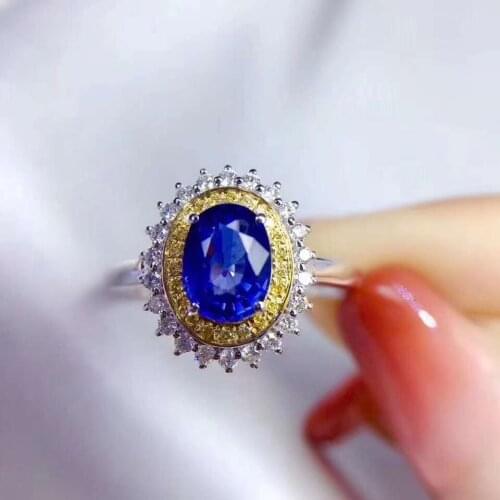Natural real blue sapphire ring 925 sterling silver Fine handworked jewelry Finger rings