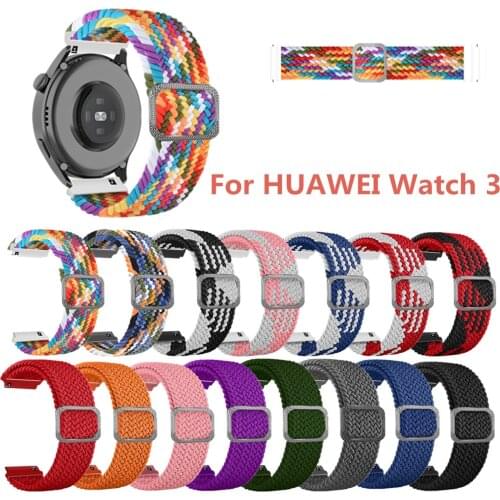 Nylon Cloth Watch Band For Huawei Watch 3 Adjustable Textile Elastic Replacement Strap 22mm Printed Waistband For Women Bracelet