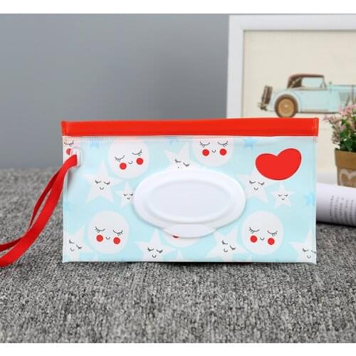 2021 New Eco-Friendly Baby Wipes Box Reusable Cleaning Wipes Carrying Bag Fashion Print Clamshell Snap Wipe Container Bag Picnic