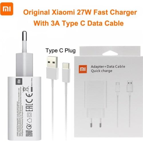 Original XIAOMI 27W EU Fast Charger QC 4.0 Turbo Quick Charge Adapter 3A Usb Type C Cable For Mi 9 t Pro K20 Pro Mi Note 10 Lite