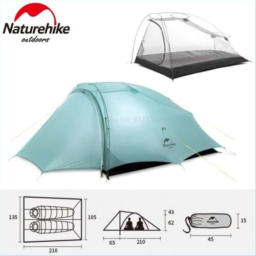 Naturehike 2 Person Camping Tent Ultralight Outdoor Travel 20D Nylon Waterproof Camping Tent Large Space With Foyer Floor Mat