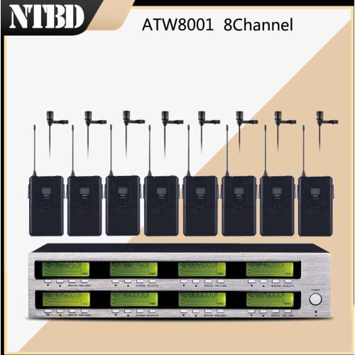 NTBD Stage Performance Conference Speak Hip Hop High Quality 8 Channel ATW8002 Professional Headset Microphone System