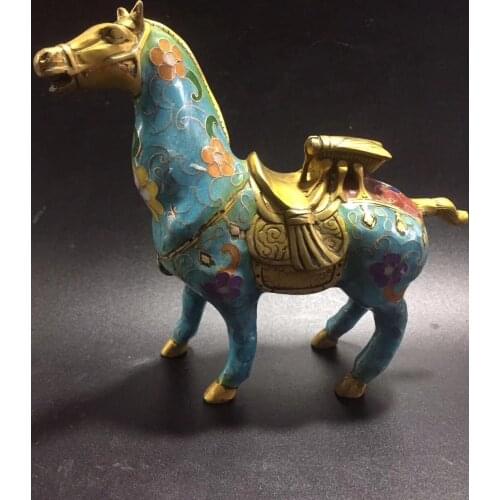 Pure Brass Carving Zodiac Animal Horse Statue Cloisonne Fine Horse Home Decoration Wealth Success Gift