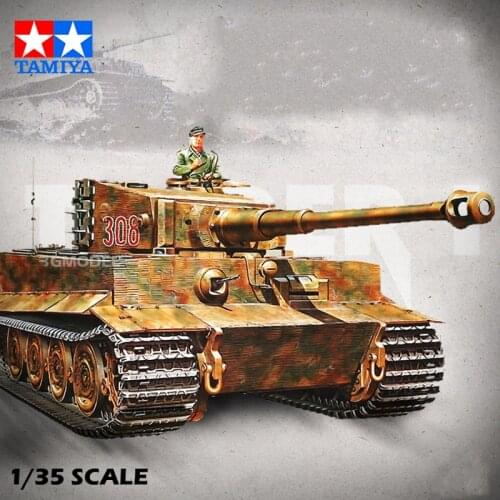 Tamiya 35146 1/35 Panzerkampfwagen VI Tiger I Sd.kfz.181 Ausfuhrunge Tank Late Version Assembly Model Building Kit For Adult DIY