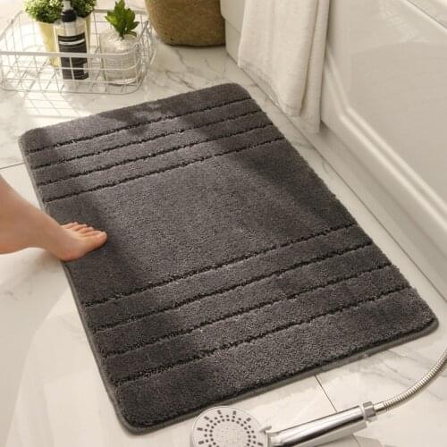 Solid Color Bath Mats Striped Thickened Entrance Door Carpet Household Floor Mat Bathroom Absorbent Non-slip Rug 40x60CM 50x80CM