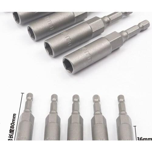 6mm-15mm 80mm Length Extra Deep Bolt Nut Bit Set Metric 1/4 6.35mm Hex Shank Impact Socket Adapter For Power Tools