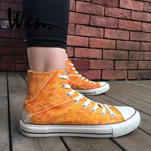 Wen Original Design Tangerine Fruit Orange Flesh Hand Painted High Top Canvas Shoes Orange Sneakers Boys Girlss Birthday Gifts