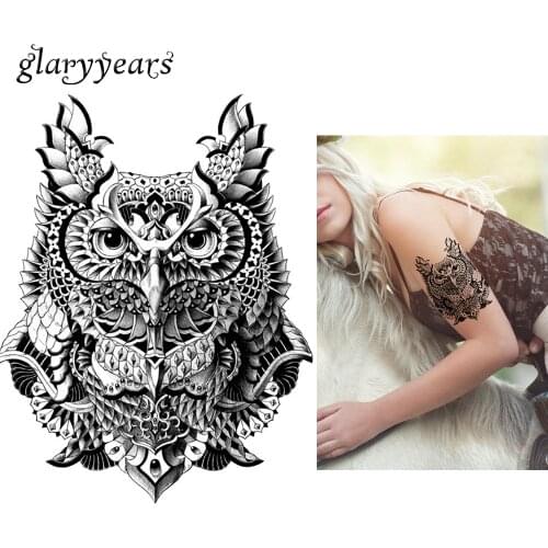 1 Sheet Waterproof Body Art Tattoo Sticker KM-041 Cartoon Owl Pattern Decal Design Temporary Tattoo Cool Women Men Body Art 2019