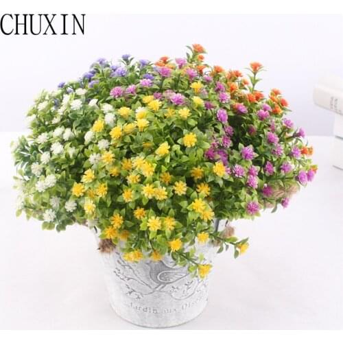 Vivid Cute artificial Miraflor flower green plants silk flower 6 branch/bouquet without vase mini grass home decoration