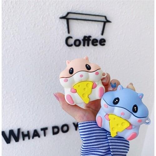 Cute Hamster Protective Cover for Airpods Pro Airpods 12 Case Silicone Shockproof Bluetooth Wireless Cover Case Accessories