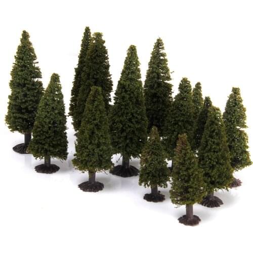 15x Green Model Cedar Trees Wargame Scenery Layout 2.4"- 4" with PV Box