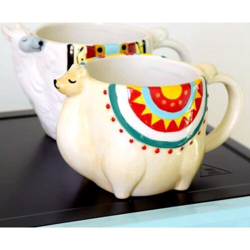 3D 3D Hand Painted Animal Ceramic Cup Water Cup Creative Mug Personalized Animal Cup Cute Alpaca Cup Package coffee cups