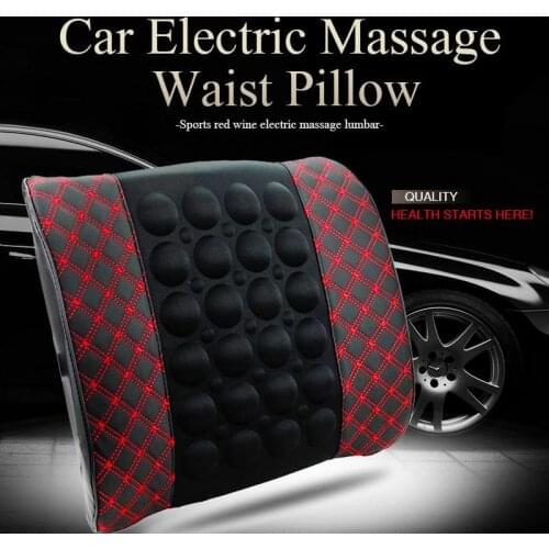 3D Massage Lumbar Support Memory Car Pillow PU Leather Car Waist Rest Pillow Seat Back Rest Lumbar Cushion For Car Accessories