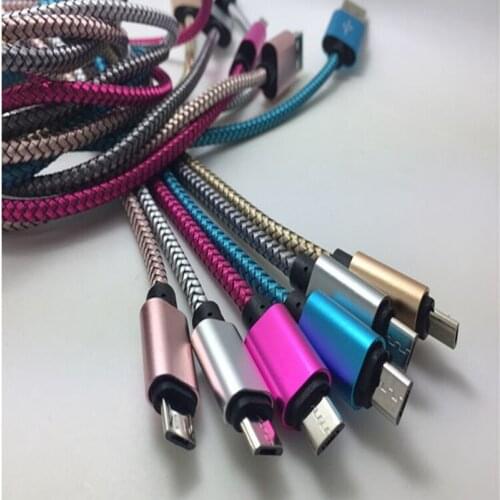 500pcs/lot 1M High Speed Metal alloy Head braided Data Cable Micro Usb Cable Cord For Samsung galaxy s7 s6 s3 s4 htc lg