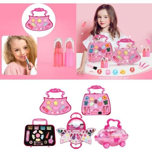 Safe Princess Girls Makeup Toys Set Eco-Friendly Cosmetic Pretend Play Kit Beauty Makeup Box Bag Princess Toy Kids Birthday Gift