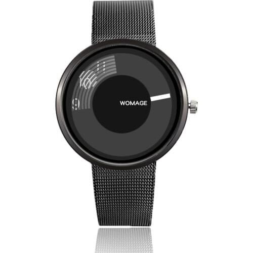 WoMaGe brand men women unique black stainless steel sports watch casual fashion quartz watches hour relogio masculiono