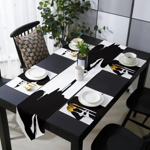 Black And White Lady Shadow Table Runner Table Mats Cover For Home Wedding Banquet Festival Party Catering Hotel Decoration