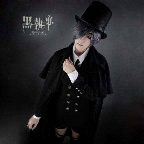 Black Butler Anime Ciel Phantomhive Cosplay Cartoon Halloween Cos Woman Man Cosplay Funeral Costume