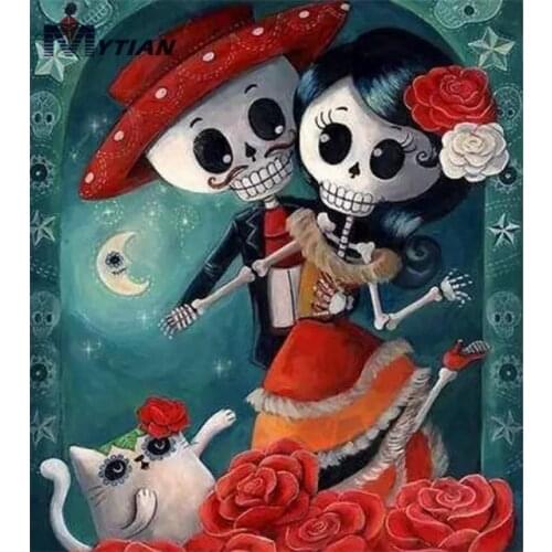 Day of the Dead,Halloween,Skeletons Diamond Painting Mosaic Rhinestones Embroidery Art Kits Home Decor Full Drills Cross Stitch
