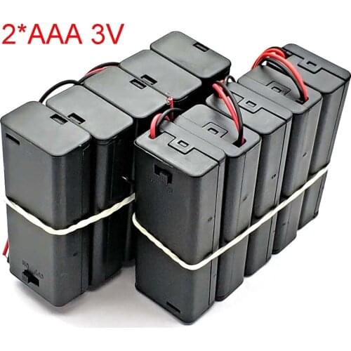 2 * AAA Battery Holder Case Box with Leads with ON/OFF Switch Cover 2 Slot Standard Battery Container