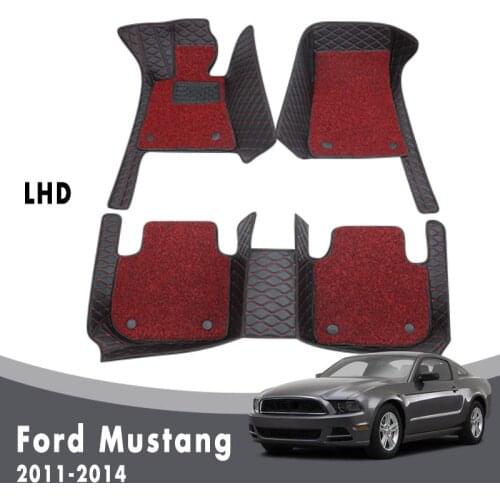 Luxury Double Layer Wire Loop Car Floor Mats For Ford Mustang 2014 2013 2012 2011 Auto Interior Accessories Leather Carpets
