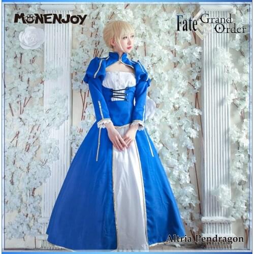 Monenjoy Fate Grand Order Altria Pendragon Cosplay Stay Night Blue Saber Arthur Cos FGO King of Hungry Costume