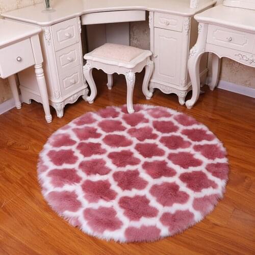 Round Faux Fur Sheepskin Area Rug Comfy Shaggy Plush Floor Silky Smooth Fur Rugs for Living Room Bedside Sofa Home Decor Carpet