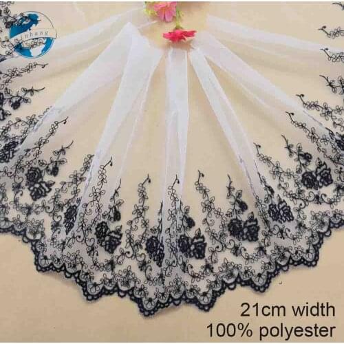 21cm polyester lace 2 colors embroidery lace french lace ribbon fabric guipure diy trims warp knitting sewing Accessories#3700