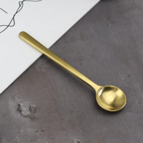 Brass Coffee Spoon Coffee Spoon round head spoon Korean Style spoons honey dessert gift mixing spoon