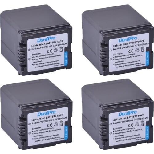 4pcs DuraPro VW-VBG260 VW VBG260 VWVBG260 Li-ion Battery For Panasonic HS250 SDR-SD7 HDC-MDH1 HDC-DX1 VDR-D51 SDR-H200 Camera
